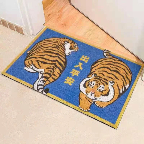 Navak Carpet Cartoon Tiger Sand Scraping Door Entrance Doormat, Non-slip Rug, Dust Removal Carpet, Wire Loop Footpad, Hallway Bath