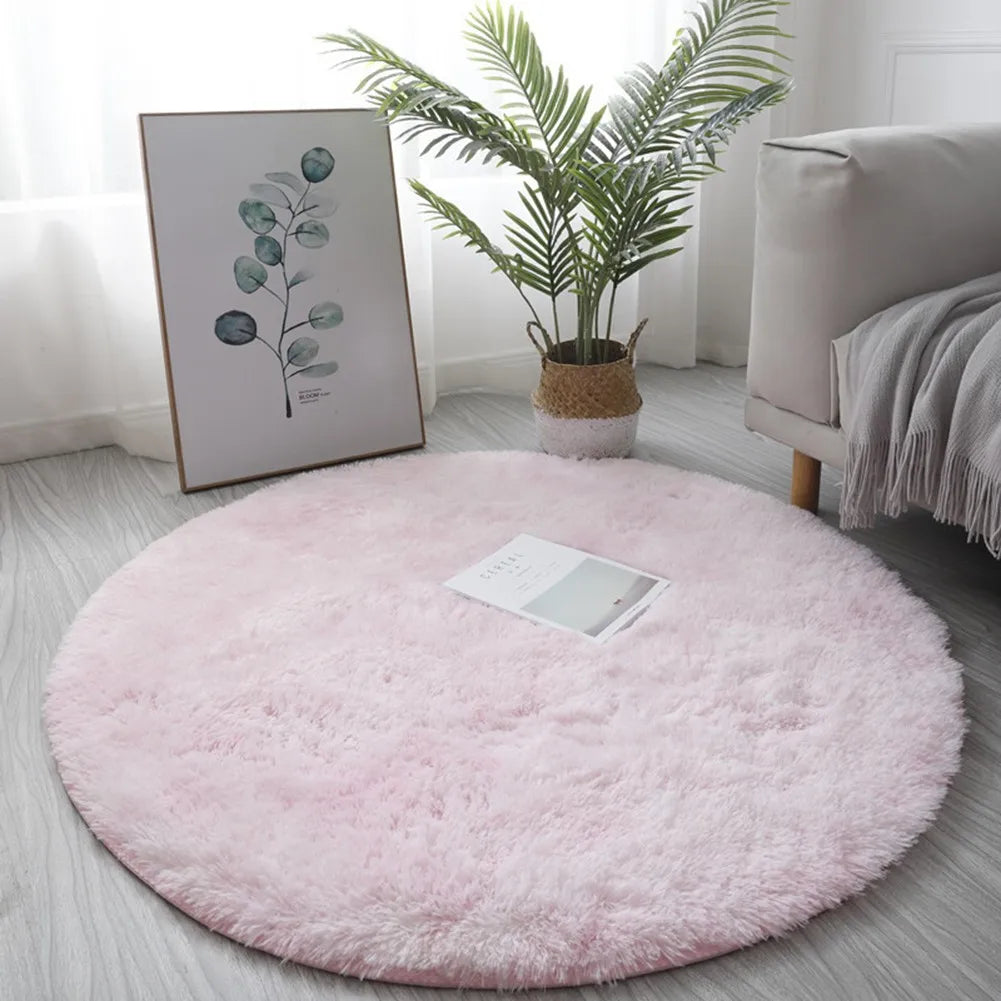 Navak Teppich, 40/60/80 cm, klein, rund, zottelig, weiche Anti-Rutsch-Matte, Wohnzimmer-/Schlafzimmer-Teppich, Heimdekoration, Winter, bunt, Batikdruck