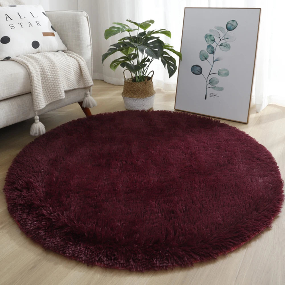 Navak Teppich, 40/60/80 cm, klein, rund, zottelig, weiche Anti-Rutsch-Matte, Wohnzimmer-/Schlafzimmer-Teppich, Heimdekoration, Winter, bunt, Batikdruck