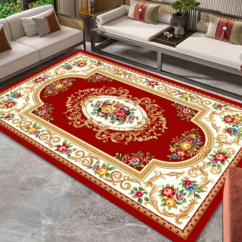 Navak Carpet Bohemian Style Printed Carpet Washable Soft Vintage Anti Slip Non Shedding Artificial Wool Indoor Entrance Dining Rooms
