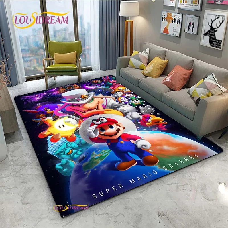 Navak Teppich Mario Cartoon Anime Teppich für Wohnzimmer Schlafzimmer Niedliche Teppiche Tisch Küchentür Kinder Rutschfeste Fußmatten Alfombra Geburtstagsgeschenk
