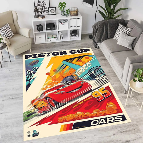 Navak Carpet Daily Picks Autobahn-Auto-Bodenteppich, McQueen-Cartoon-Auto-Teppich für Kinderzimmer-Dekoration, minimalistische Spielmatte für Kinderzimmer, Geschenkideen