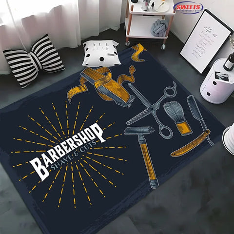 Navak Teppich mit Friseurladenschild-Muster, Haushaltsgegenstände für Wohnzimmer und Schlafzimmer, Sofamatten für Kinderzimmer, Fußmatte, rutschfester Bodenteppich