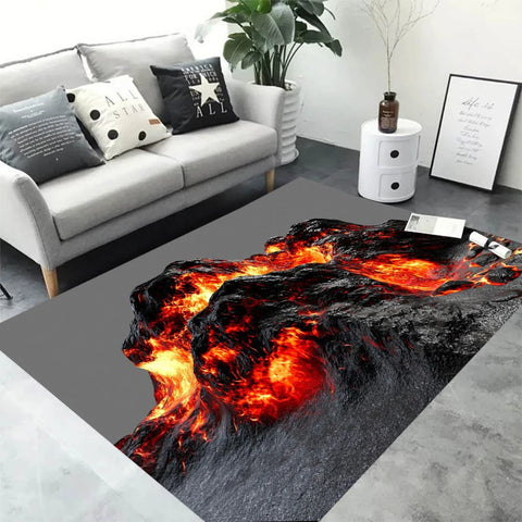 Navak Teppich 3D Vulkan Lava Magma Teppiche Teppich für Schlafzimmer Dekor Wohnzimmer Große Flächenteppiche Nachttisch rutschfeste Bodenmatte Hauseingang Fußmatte