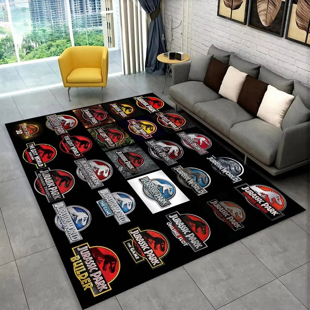 Navak Carpet 3D J-Jurassic Park Dinosaurier-Teppich, großer Teppich, Schlafzimmer, Kinderspielzimmer, Bodenmatte, rutschfest, Wohnzimmer-Dekor, lustiger Sofa-Akzent