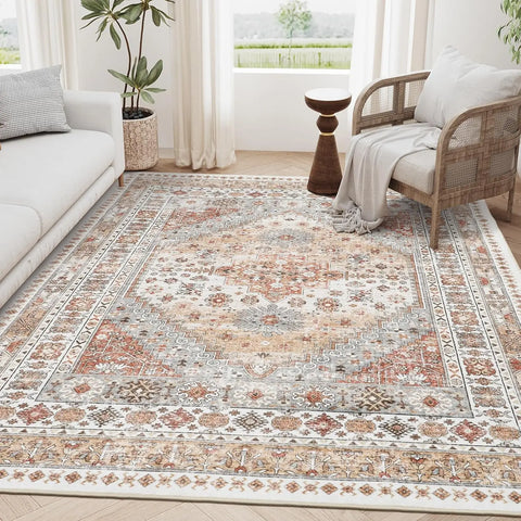 Navak Carpet zesthomeArea Rugs - Ultradünner, waschbarer Teppich, schmutzabweisender Teppich mit rutschfester Rückseite für Wohnzimmer, Schlafzimmer, Vintage Home De