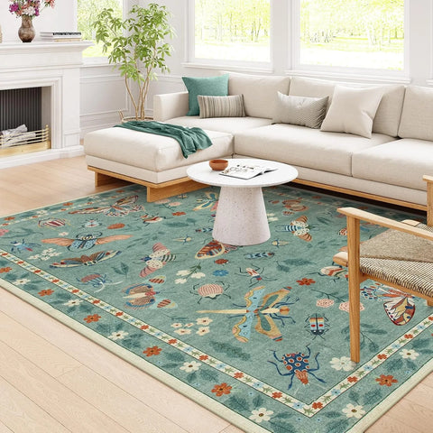 Navak Carpet Rug for Living Room Carpet Large Size Bedroom Bedside Floor Mat Green Insect Carpets Tropical Rainforest Home Decoration Rugs