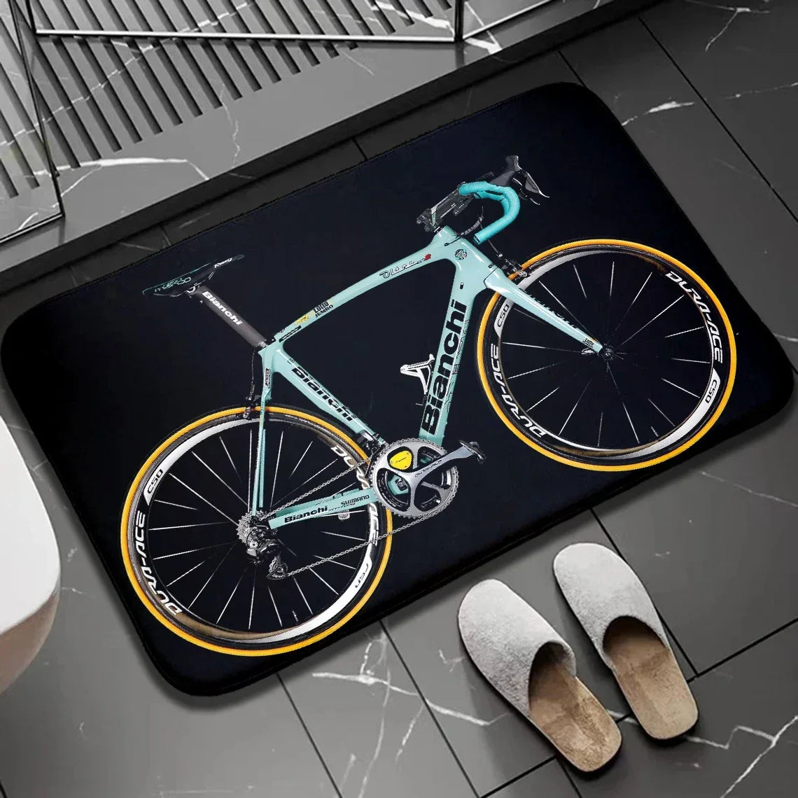 Navak Carpet 1 Stück Biker-Fußmatte für drinnen und draußen, rutschfest, Fahrrad-Aufdruck, Heimdekor, Teppich für Küche, Schlafzimmer, Bad, Fußmatten, waschbar, Bodenmatte