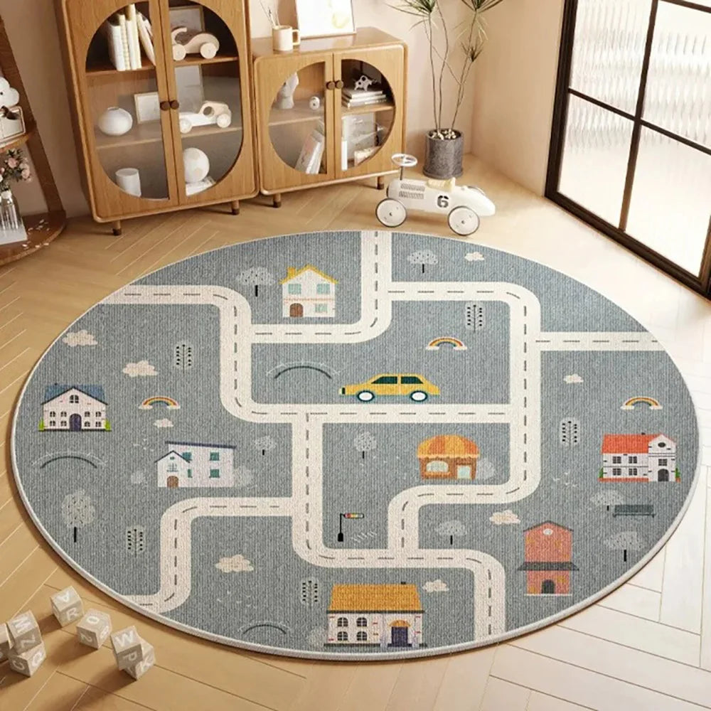Navak Carpet Exclusive Picks Flanell-Teppich, Cartoon-Spiel, Wohnzimmermatte, runder Teppich, Couchtisch, Sofakissen, schmutzabweisend, rutschfest, Heimdekoration