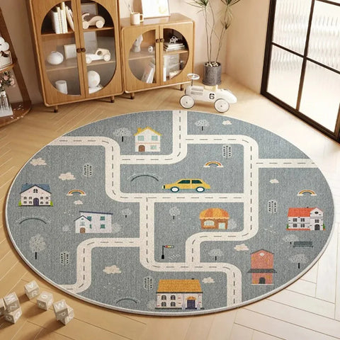 Navak Carpet Exclusive Picks Flanell-Teppich, Cartoon-Spiel, Wohnzimmermatte, runder Teppich, Couchtisch, Sofakissen, schmutzabweisend, rutschfest, Heimdekoration