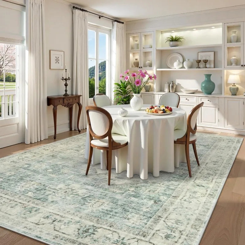 Navak Carpet Waschbarer Teppich 8x10 Teppiche für Wohnzimmer Schlafzimmer, Rutschfester Boho-Innenteppich für Esszimmer Büro, Kurzflor-Farmho