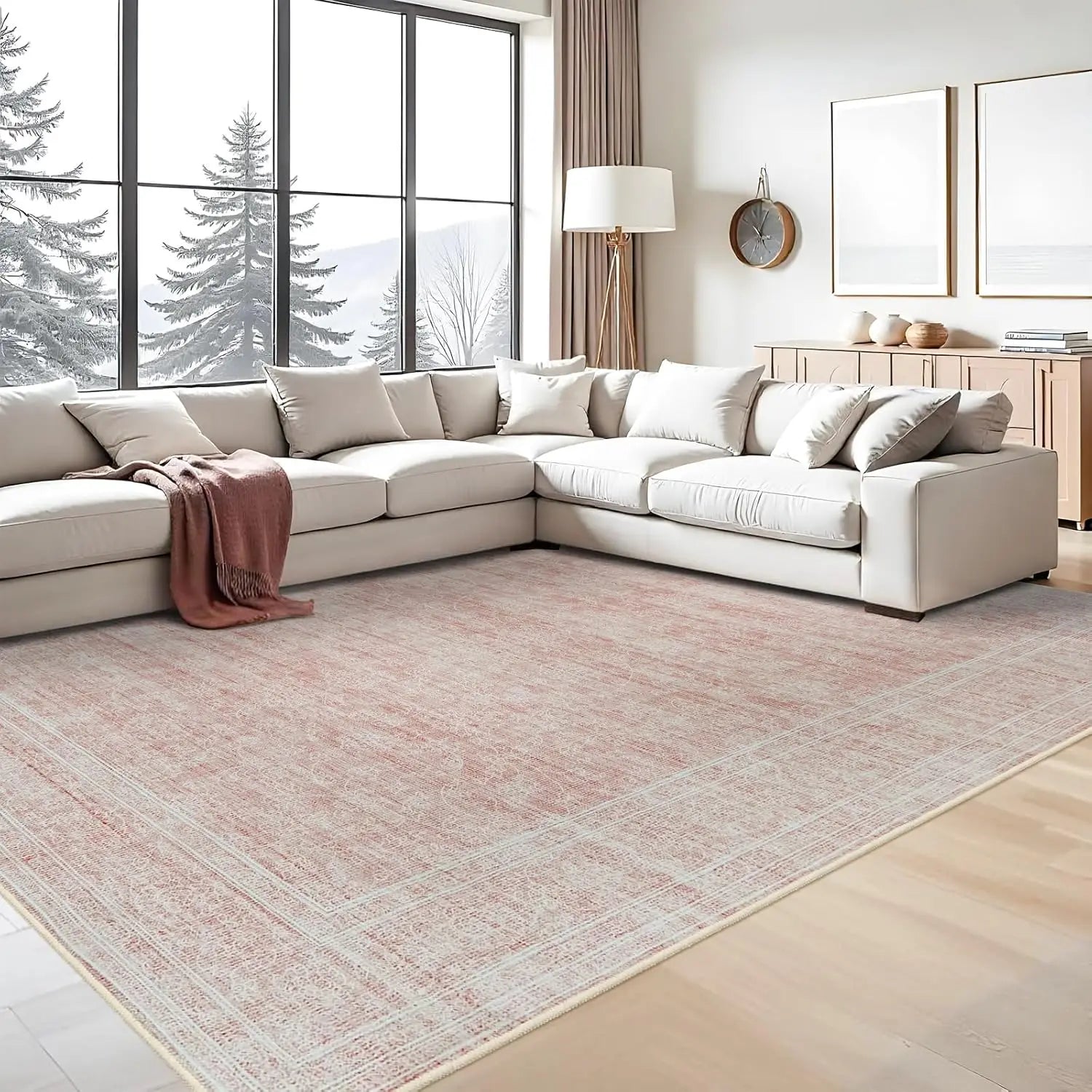 Navak Teppich, waschbar, orientalischer Teppich, Teppiche für Wohnzimmer, weicher Teppich für Schlafzimmer, wasserdicht, geblümt, Used-Look, für den Innenbereich, fleckenabweisend
