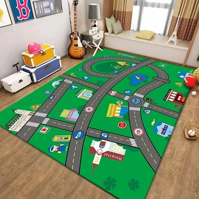 Navak Teppich, Parkplatz, Kinder-Krabbelteppiche für Wohnzimmer, Dekoration, Kinderzimmer, Heimdekoration, Sofa-Teppich, rutschfester Teppich, Bodenmatte