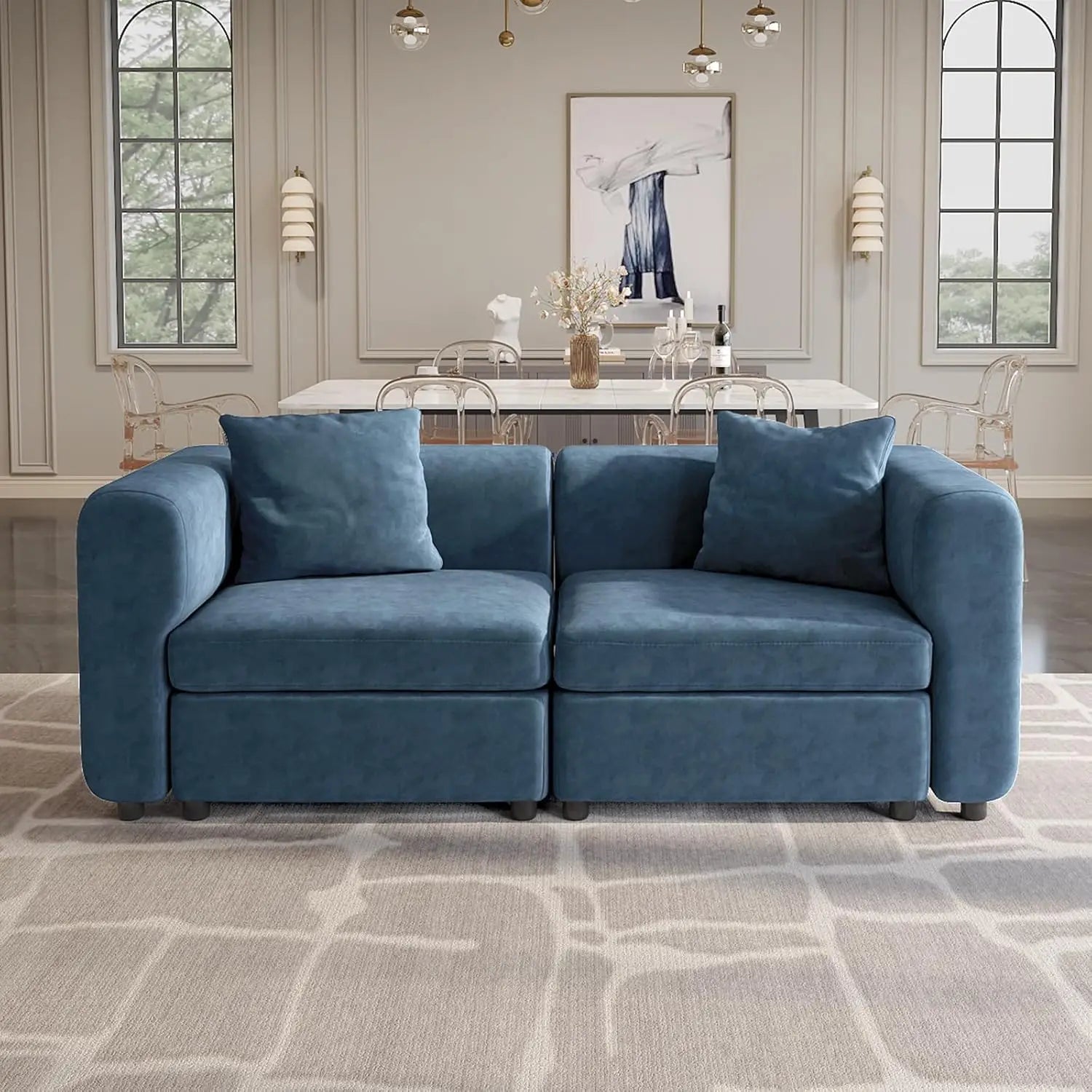 Navak Carpet Love Seaters, extra großes Ecksofa für das Wohnzimmer, 2-Sitzer für kleine Wohnungen, umwandelbares Freizeitsofa, tiefe Sofas