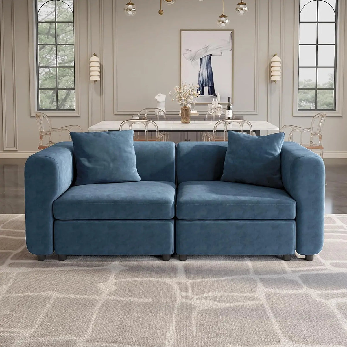 Navak Carpet Love Seaters, extra großes Ecksofa für das Wohnzimmer, 2-Sitzer für kleine Wohnungen, umwandelbares Freizeitsofa, tiefe Sofas