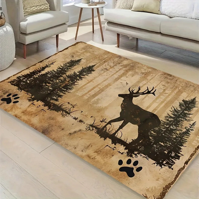Navak Carpet 1 Stück Küchenteppich mit Milu-Hirschmuster, rutschfeste Fußmatten für Zuhause, Pop-Design, Badezimmerteppich, Badematte, Teppich für Zuhause, Waschbecken, Wäschedekor