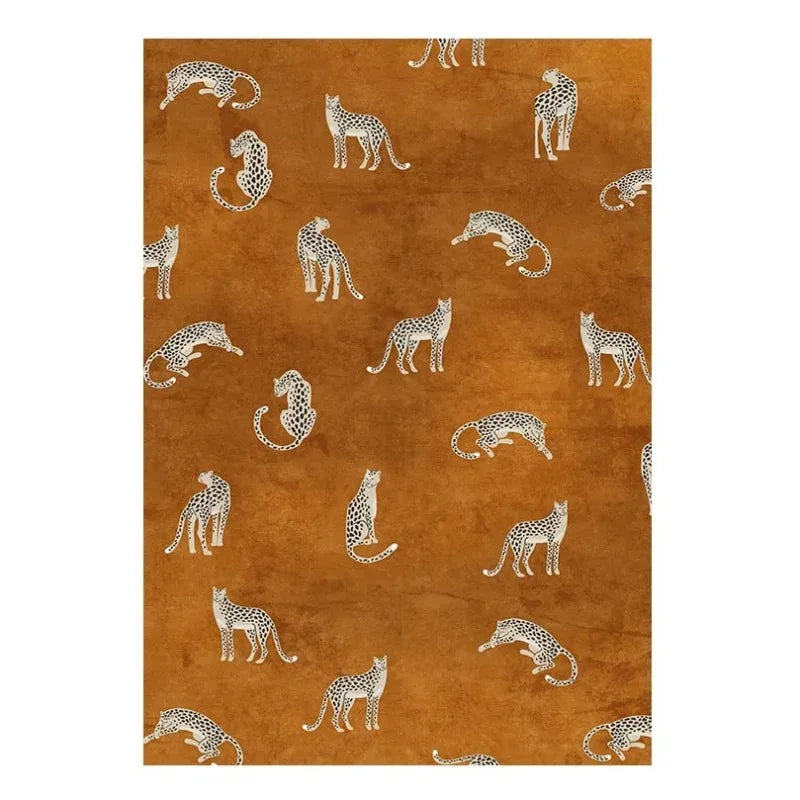 Navak Teppich, moderner nordischer Wohnzimmerteppich, künstlerischer Teppich mit Leopardenmuster, Heimdekoration, bequem, weich, für Schlafzimmer und Nachttisch, rutschfeste Bodenmatte