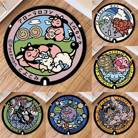 Navak Carpet NEU Tägliche Auswahl Kawaii Pokemon Teppich für Wohnzimmer Dekor Lounge Balkon Sofa Matte Schlafzimmer Weicher Teppich Drehstuhl Matte Kinder Geschenk