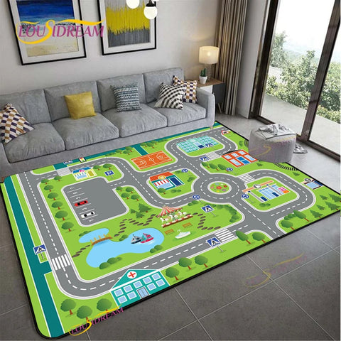 Navak Teppich Alfombra Straßenverkehrsroutenkarte Teppich Wohnzimmer Sofa Couchtisch Schlafzimmer Teppiche Küche Kinderspiel Anti-Rutsch-Bodenmatte Wohnkultur