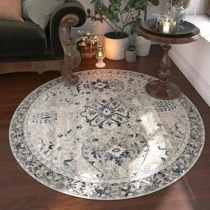 Navak Teppich, marokkanischer Blumenteppich, rund, waschbar, für Wohnzimmer und Esszimmer