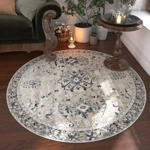 Navak Teppich, marokkanischer Blumenteppich, rund, waschbar, für Wohnzimmer und Esszimmer