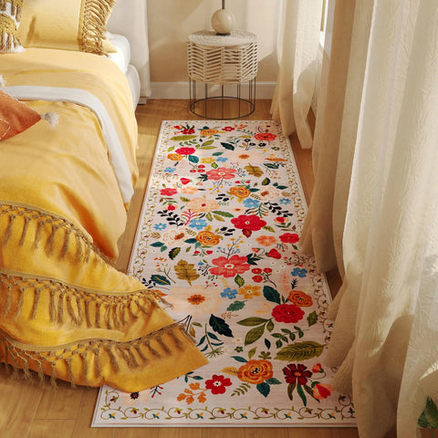 Navak Carpet Exclusive Picks Läuferteppich für Flure und Küchen, rutschfest, maschinenwaschbar, mit Gummirückseite, weiche Blumenteppiche für die Küchendekoration