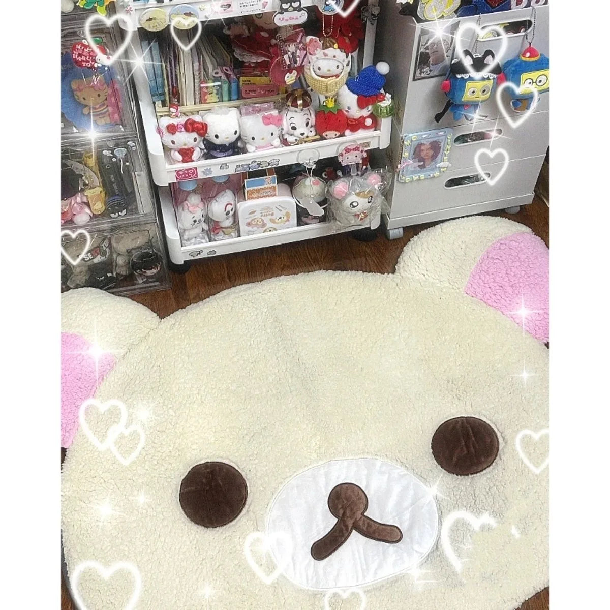 Navak Teppich Cartoon Rilakkumas Plüsch Teppich Kawaii Korilakkuma Bär Weiche Bodenmatte Schlafzimmer Stuhl Nachttisch Lounge Teppich Badezimmer Fußmatte Home Decor