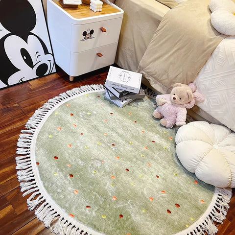 Navak Carpet Exclusive Picks Sommer-Ins-Fußmatten, runde französische Schlafzimmer-Fußmatten, Kinderzimmer-Sofa, Couchtisch, Garderobenmatte, Heimdekoration