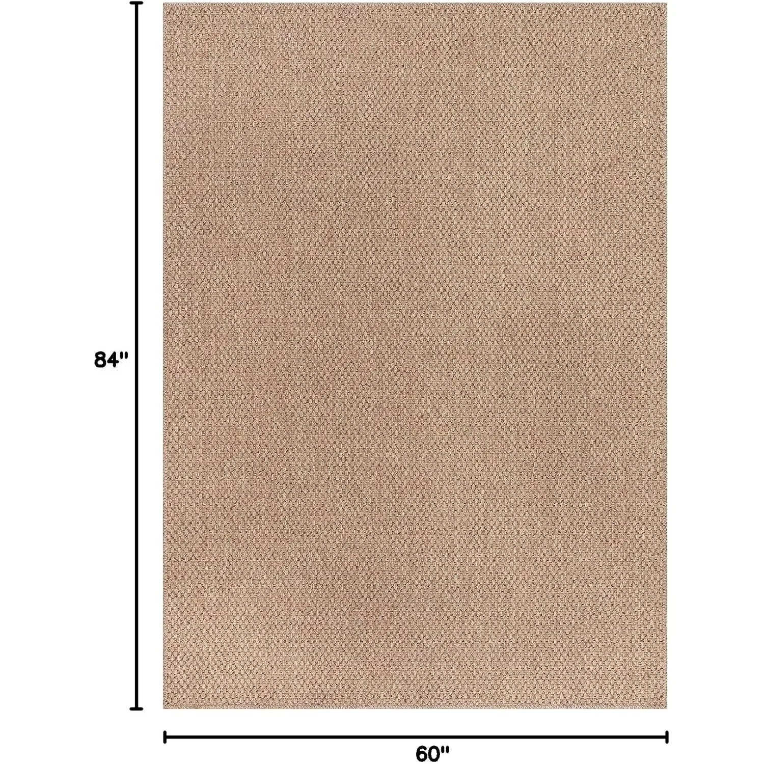 Navak Carpet Easy Jute-Teppich, 5 x 7, Naturfarben, für drinnen und draußen, Bauernhaus-Teppiche für Wohnzimmer, Terrasse und Küche (5 x 7)