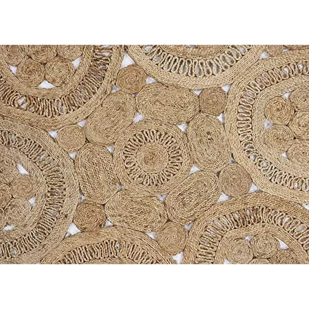 Navak Teppich, natürlicher geflochtener Jute-Teppich, rund, handgefertigt, für den Innenbereich, weich, Bohemian-Stil, geometrisches Design, Heimdekoration, Esszimmer, Schlafzimmer, Wohnzimmer