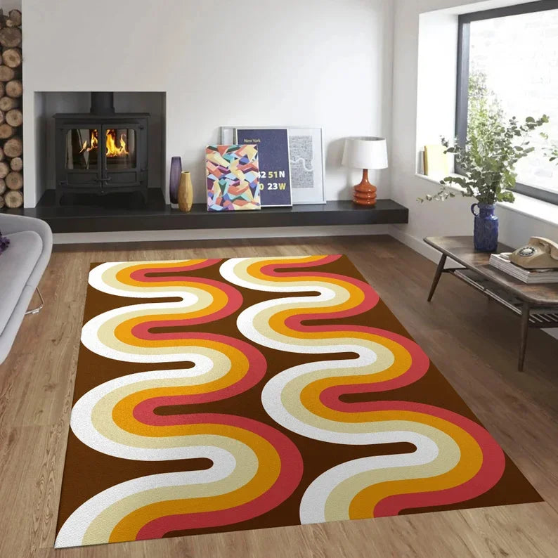 Navak Teppich Mid Century Modern Art Teppiche Skandinavischer Stil Wohnzimmer Teppich Retro 70er Jahre Bereich Teppich Neutral Abstrakt Geometrischer Teppich Rutschfest