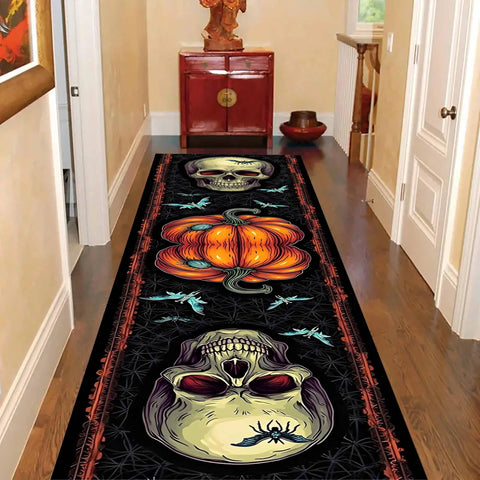 Navak Carpet Exclusive Picks Halloween-Läuferteppich, abstrakter Kürbis-Totenkopf-Teppich, Küche, rutschfest, Spinnennetz-bedruckte Teppiche für Wohnzimmer, Heimdekoration