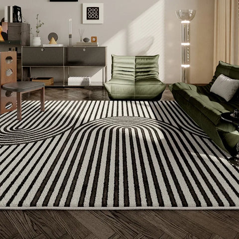 Navak Teppich Französischer einfacher Wohnzimmerteppich Moderner leichter Luxus Plüsch Anti-Rutsch Couchtisch Teppich Home Decor Linien Schlafzimmer Weiche Bodenmatte 러그