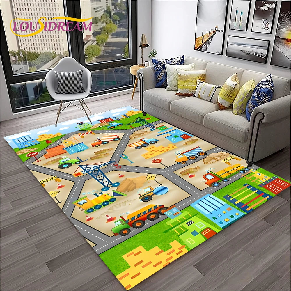 Navak Teppich Kinderspielmatte Verkehrsautobahn Stadt Spielzimmer Teppich Teppich für Zuhause Wohnzimmer Schlafzimmer Fußmatte Dekor, Bereich Teppich rutschfeste Bodenmatte