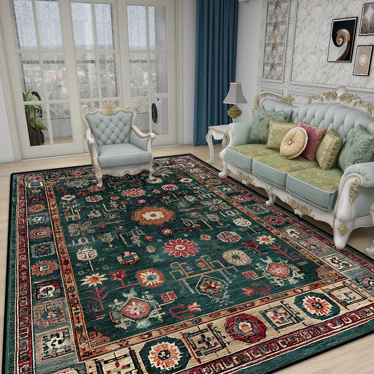 Navak Carpet Retro Boho Luxurious Carpet for Living Room Bedroom Persian Decoration Home Large Area Rugs Non-slip Entrance Door Mat Washable