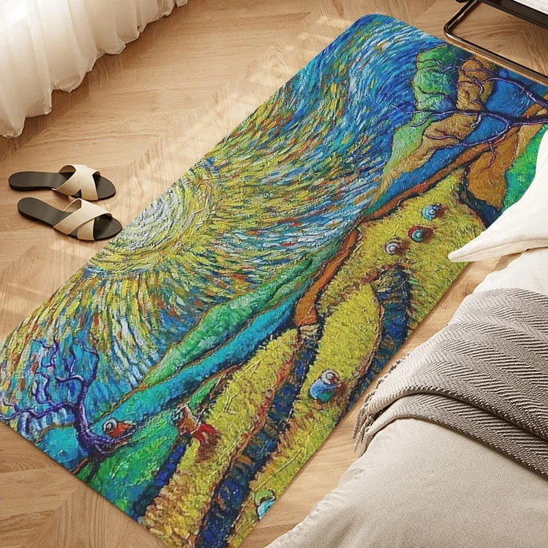Navak Teppich Schlafzimmerteppich D-Van D-Gogh Kunstteppich für Küche Wohnzimmer Bad Flur Fußmatte Rutschfeste individuelle Fußmatte Eingangstür