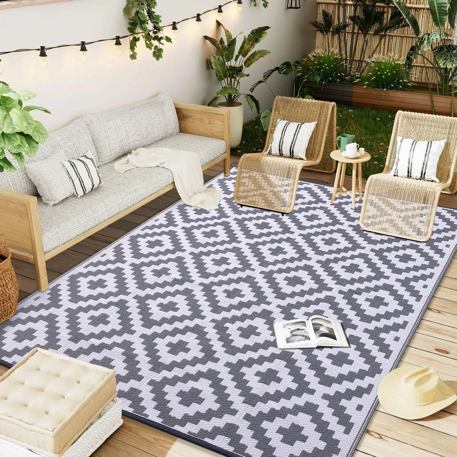 Navak Teppich, Outdoor-Teppiche, wasserdichte Teppiche, für drinnen und draußen, Deck, Hinterhof, Familienpicknick, Balkon, Wohnzimmer und Küche, Heimdekoration