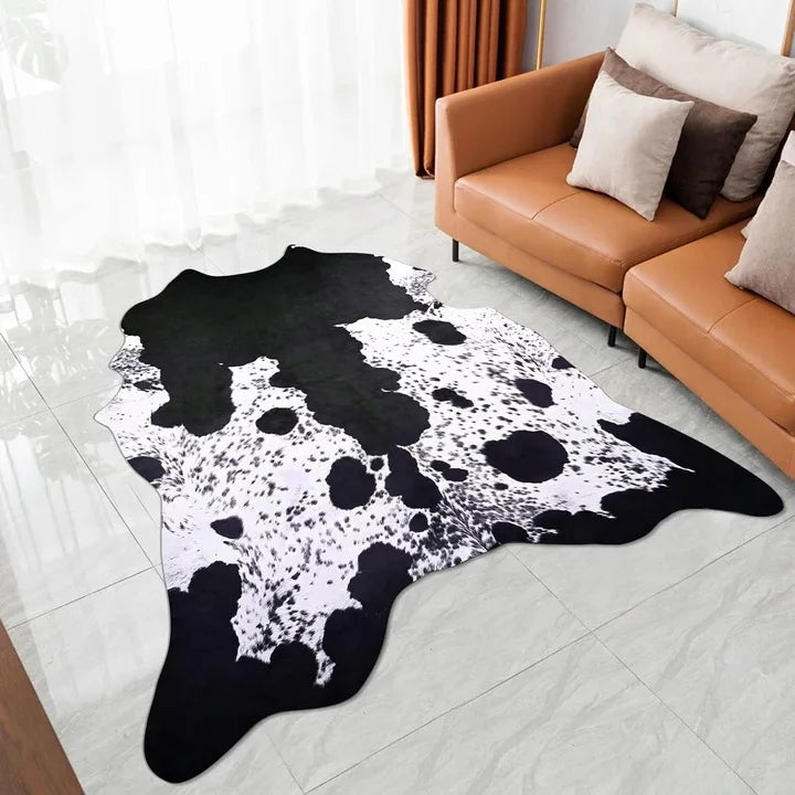 Navak Teppich im amerikanischen Stil mit Tiermuster, Kunstfell-Rindslederteppich, Schlafzimmerteppich, Zimmerteppich für Wohnzimmerteppiche, Hausdekoration, Fußmatten