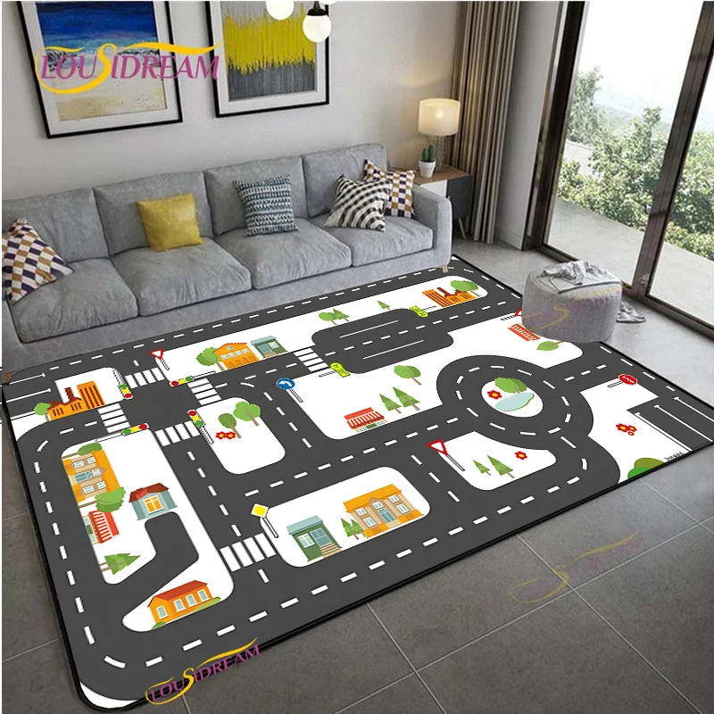 Navak Teppich Alfombra Straßenverkehrsroutenkarte Teppich Wohnzimmer Sofa Couchtisch Schlafzimmer Teppiche Küche Kinderspiel Anti-Rutsch-Bodenmatte Wohnkultur