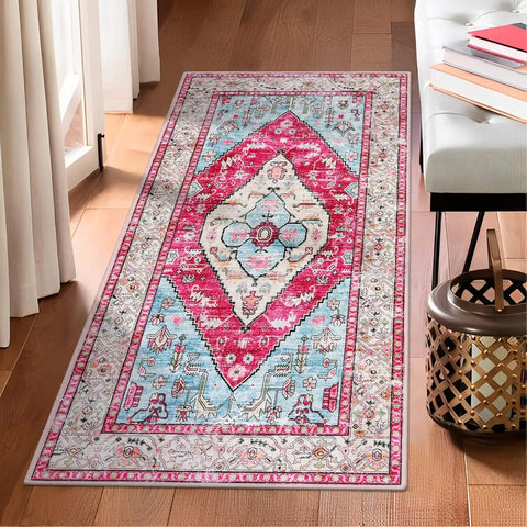 Navak Carpet Exclusive Picks Teppich aus Kaschmir im Perserstil, waschbar, faltbar, maschinenwaschbar, für Schlafzimmer, Nachttisch, Flur, Gang, Heimdekoration
