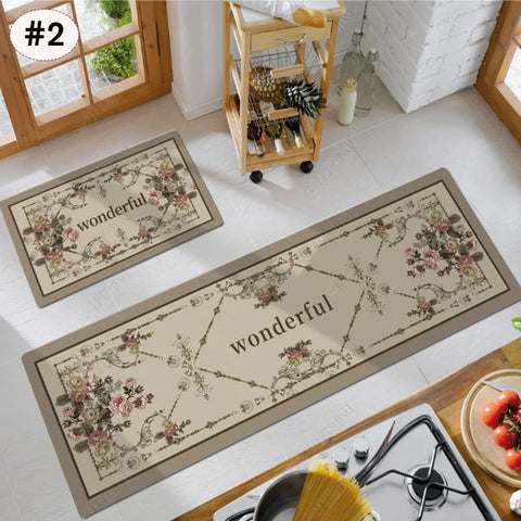 Navak Carpet Exclusive Picks American Light Luxury Wasserabsorbierende, rutschfeste, schmutzabweisende Fußmatte, Vintage-Kristallsamt-Küchentürteppich