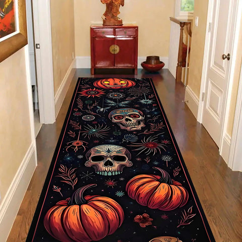 Navak Carpet Exclusive Picks Halloween-Läuferteppich, abstrakter Kürbis-Totenkopf-Teppich, Küche, rutschfest, Spinnennetz-bedruckte Teppiche für Wohnzimmer, Heimdekoration