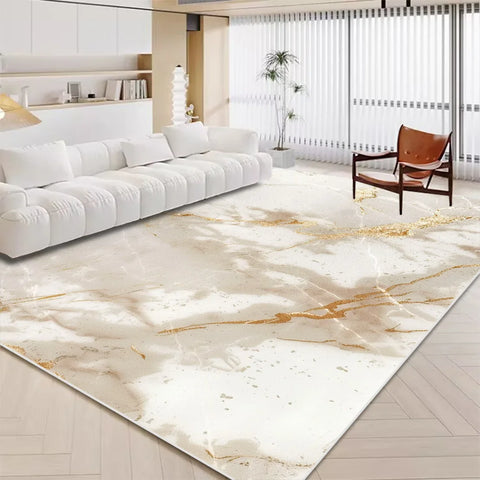 Navak Carpet Luxuriöser weißer Marmorteppich für Wohnzimmer, nordische Golddekoration, Heimteppich, rutschfeste, waschbare Teppiche für Schlafzimmer, Ins-Bodenmatte 러그