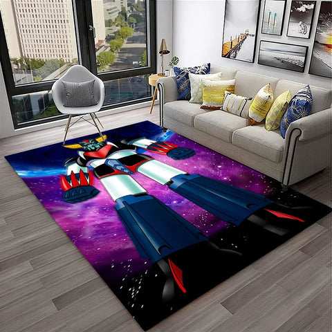 Navak Teppich, 3D-Cartoon-UFO-Roboter Grendizer, Anime-Teppich für Zuhause, Wohnzimmer, Schlafzimmer, Sofa, Fußmatte, Dekor, Kinderbereich, rutschfeste Bodenmatte