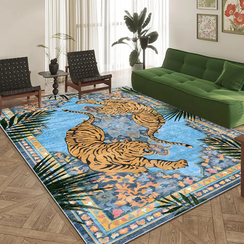 Navak Teppich, Dschungel-Tiger, Wohnzimmerteppich, botanischer Druck, Sofa, Couchtisch, Bodenmatte, Heimdekoration, Schlafzimmer, Nachttisch, maschinenwaschbar