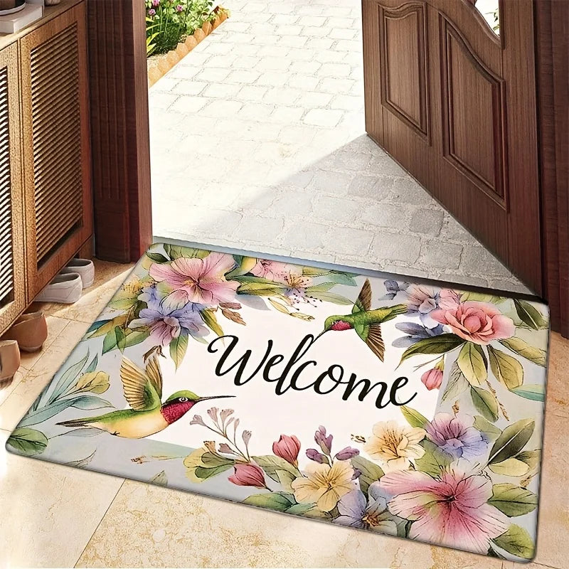 Navak Carpet 1 Stück Fußmatte mit Elsterblumenmotiv, maschinenwaschbar, Polyestergewebe, rutschfest, geeignet für Schlafzimmer, Wohnzimmer, Eingang