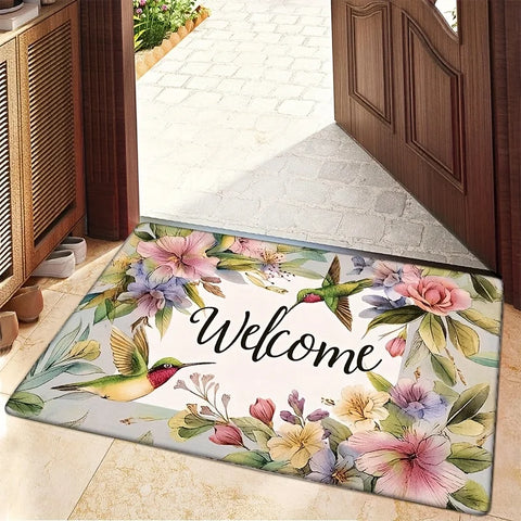 Navak Carpet 1 Stück Fußmatte mit Elsterblumenmotiv, maschinenwaschbar, Polyestergewebe, rutschfest, geeignet für Schlafzimmer, Wohnzimmer, Eingang