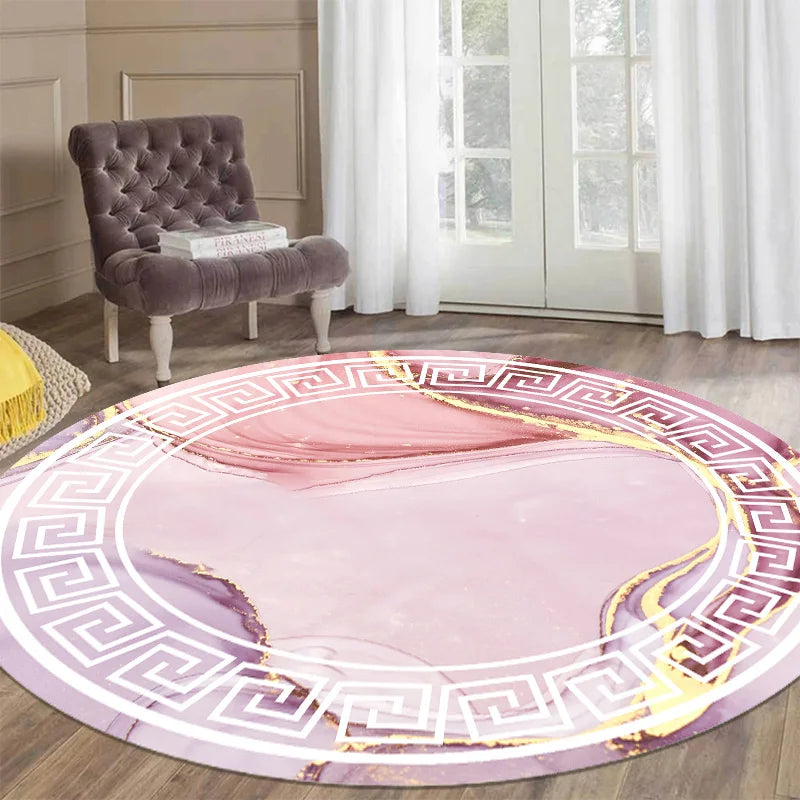 Navak Teppich, luxuriöser Stil, runder Teppich, Wohnzimmer, weiß, schwarz, grün, Marmormuster, Zimmerteppiche, waschbar, rutschfest, Dekor-Fußmatten für Schlafzimmer