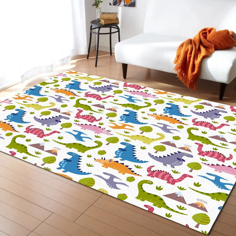 Navak Teppich, Cartoon-Dinosaurier-Teppich, Dino-Teppich, rutschfeste Dinosaurier-Bodenmatte für Spielzimmer, Klassenzimmer, Kinderzimmer-Dekor, Krabbelmatte für Kinder