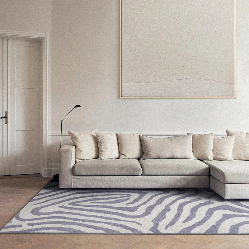 Navak Carpet Nordische flauschige Plüschteppiche für Wohnzimmer, leichtes, luxuriöses Zebramuster, Schlafzimmerdekor, Teppich für Zuhause, große Fläche, rutschfester Lounge-Teppich